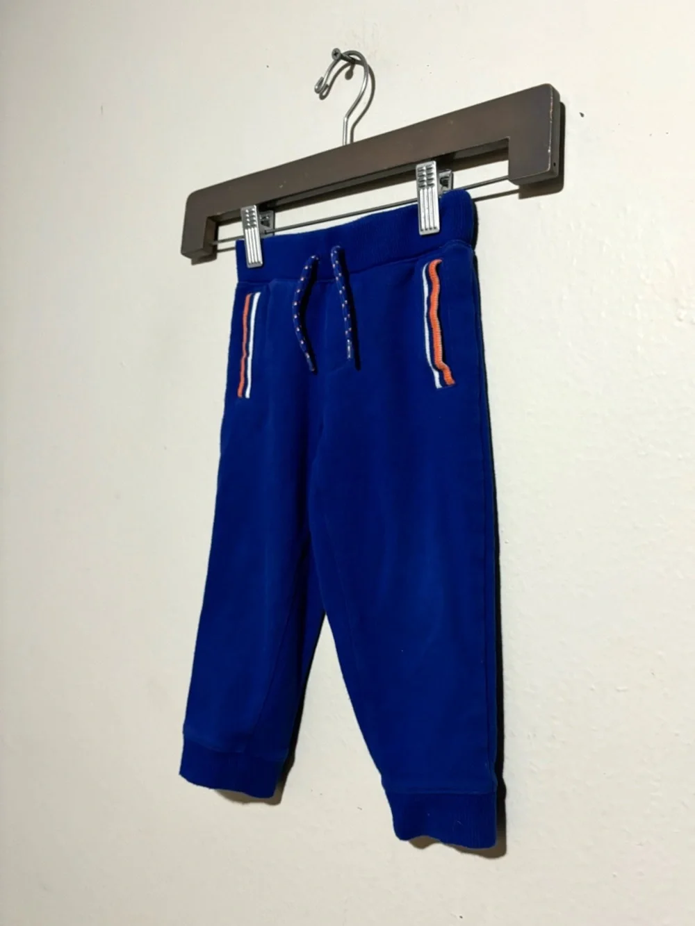 JANIE AND JACK Blue with Orange Stripe Joggers Size 2